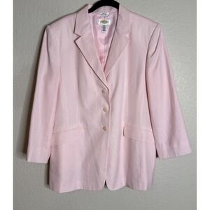 Talbots Womens Size 16 Petite Blazer Pink  Italian Fabric 3 Button Preppy Career